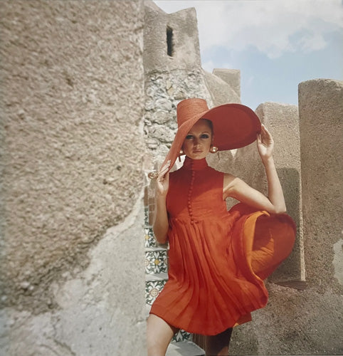 Henry Clarke - A Model Wearing A Orange Dress, Palermo, Italien, 1967
